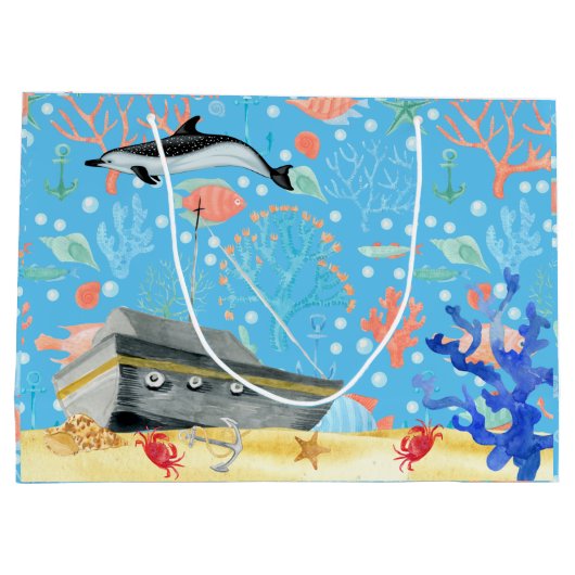 Wrak van een diep Zee dolfijnenschip onder water Groot Cadeauzakje (Achterkant)