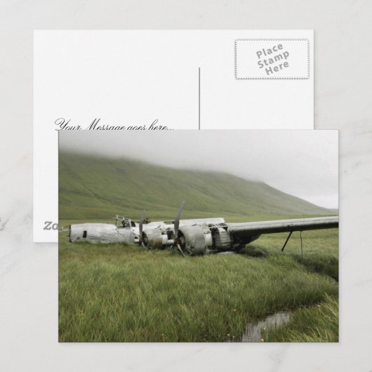 Wrak van het vliegtuig van de Tweede Wereldoorlog  Briefkaart (Voorkant / Achterkant)