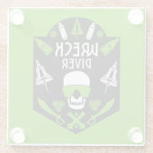 Wrak Zee duikers Glazen Onderzetter (Achterkant)