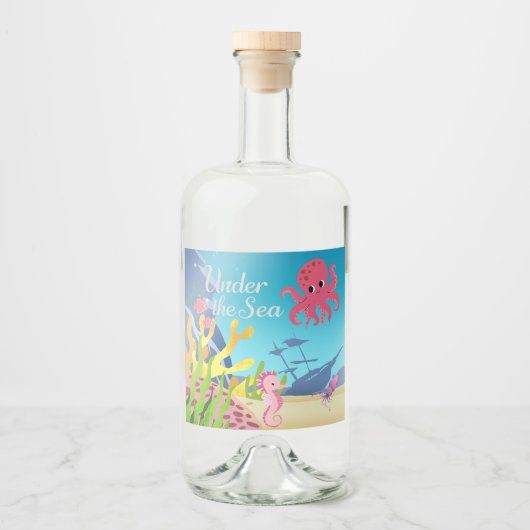 Wrakstukken onder het Zeeen Baby shower Likeurfles Etiket (Voorkant)