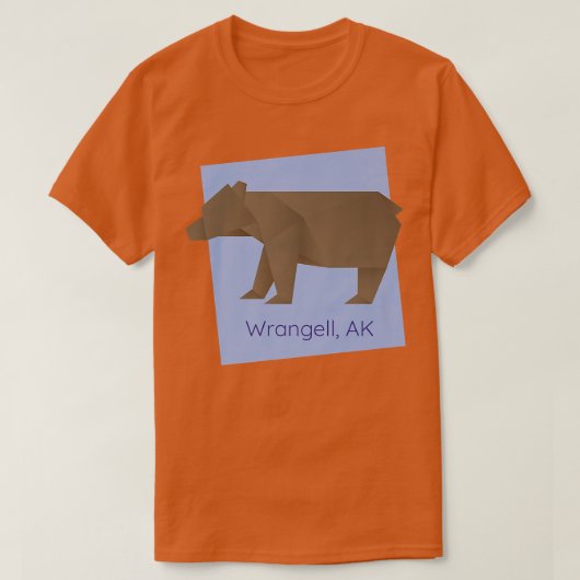 Wrangell AK Brown Origami Beer Abstract Geometrica T-shirt (Design voorkant)