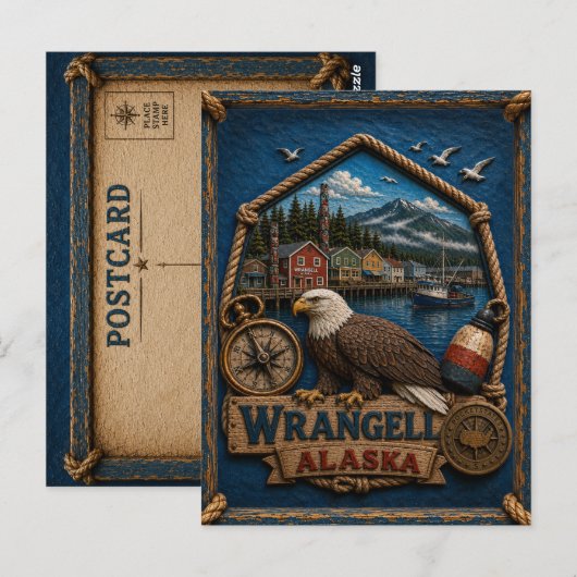 Wrangell Alaska Ansichtkaart Reis Reizen Briefkaart (Voorkant / Achterkant)