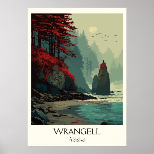 Wrangell Alaska Kustwoud Rotsen Poster (Voorkant)