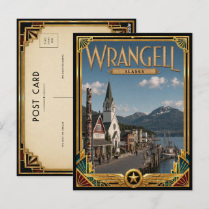 Wrangell Alaska Vintage Art Deco Gouden Tijdperk Briefkaart