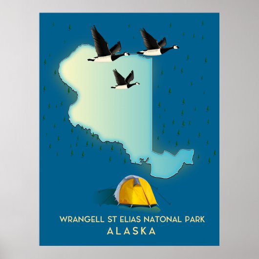 Wrangell St Elias Alaska kaart Poster (Voorkant)