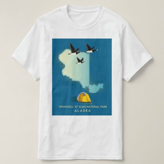 Wrangell St Elias Alaska kaart T-shirt (Design voorkant)