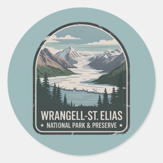 Wrangell-St. Elias Glacier Park-badge Ronde Sticker (Voorkant)