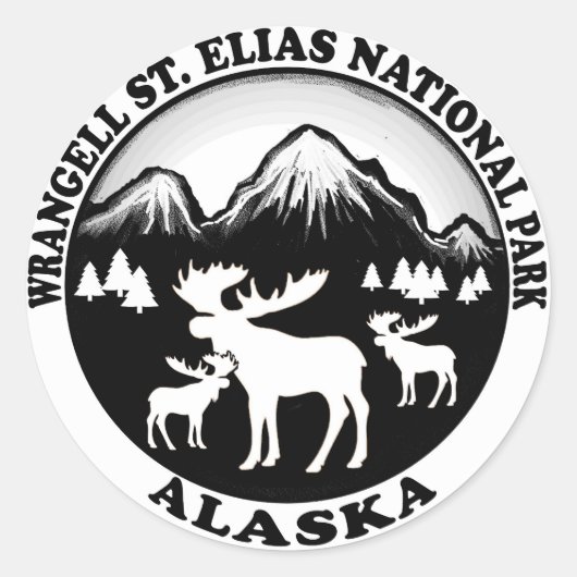 Wrangell St. Elias Nat Park Alaska mose cirkel Ronde Sticker (Voorkant)