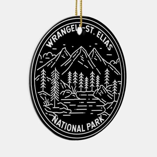 Wrangell St Elias Nationaal Park Alaska Monoline Keramisch Ornament (Rechts)