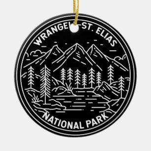 Wrangell St Elias Nationaal Park Alaska Monoline Keramisch Ornament