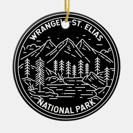 Wrangell St Elias Nationaal Park Alaska Monoline Keramisch Ornament (Voorkant)