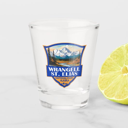 Wrangell St. Elias Nationaal Park Illustratie Kuns Shot Glas (Voorkant)