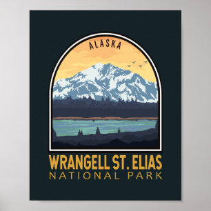 Wrangell St Elias Nationaal Park Vintage Embleem Poster