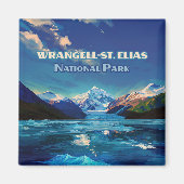 Wrangell St. Elias National Park Alaska Retro Kaar Magneet (Voorkant)