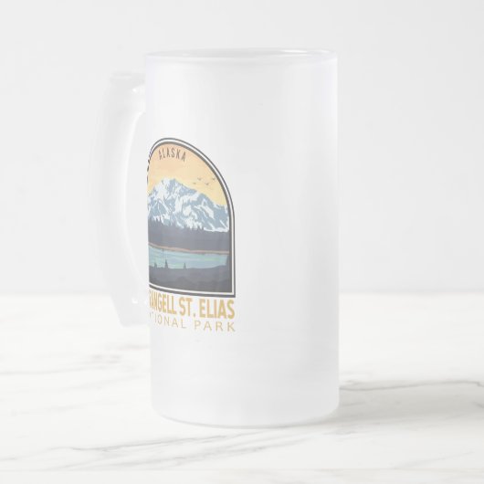 Wrangell St Elias National Park  Emblem Matglas Bierpul (Voorkant links)