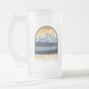 Wrangell St Elias National Park  Emblem Matglas Bierpul