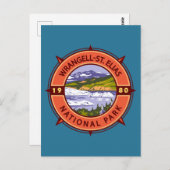 Wrangell St Elias National Park Retro Compass Briefkaart (Voorkant / Achterkant)
