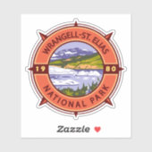 Wrangell St Elias National Park Retro Compass Sticker (Vel)