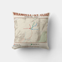 Wrangell-St. Elias National Park Trail Map Kussen