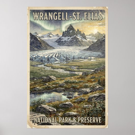 Wrangell-St. Elias Reisposter uit het verleden Poster (Voorkant)