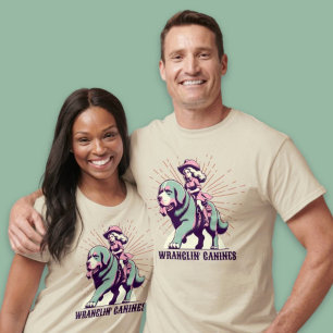 Wranglin' Canines Funny Cowgirl voor Hondenliefheb T-shirt