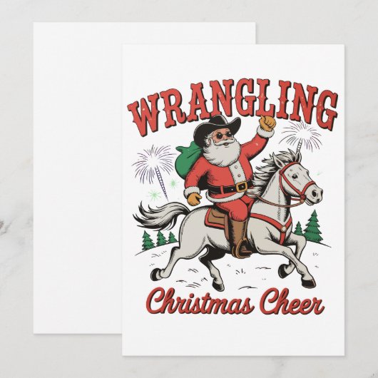 Wrangling Christmas Cheer Cowboy Santa Country Feestdagenkaart (Voorkant / Achterkant)