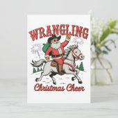 Wrangling Christmas Cheer Cowboy Santa Country Feestdagenkaart (Staand voorkant)