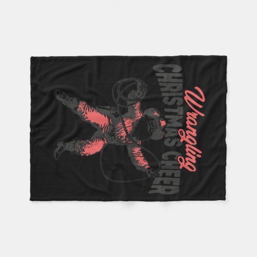 Wrangling Christmas Cheer Funny Cowboy Santa Weste Fleece Deken (Voorkant (Horizontaal))