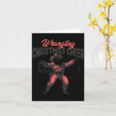 Wrangling Christmas Cheer Funny Cowboy Santa Weste Kaart (Gele Bloem)
