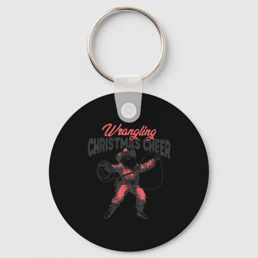Wrangling Christmas Cheer Funny Cowboy Santa Weste Sleutelhanger (Voorkant)