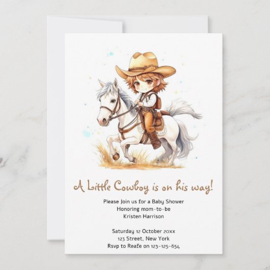 Wrangling Joy: Cowboy Wild West Baby shower Kaart (Voorkant)