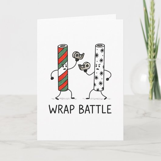 Wrap Battle - Funny Christmas Card Feestdagen Kaart (Voorkant)