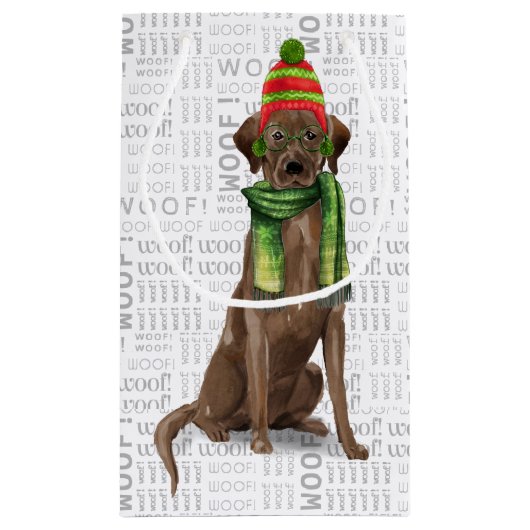 Wrap een Chocolate Lab Grappig Kerstcadeau Klein Cadeauzakje (Achterkant)