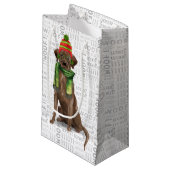 Wrap een Chocolate Lab Grappig Kerstcadeau Klein Cadeauzakje (Voorkant Gekanteld)