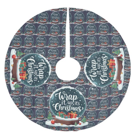 Wrap Het In Het Is Kerstmis Sneeuwbol Ontwerp Kerstboom Rok (Voorkant)
