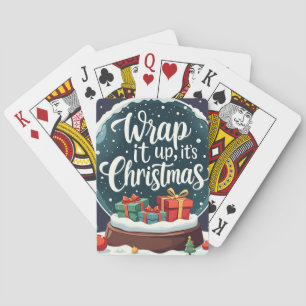 Wrap It Up Het is Kerstmis Sneeuw Wereldbol Ontwer Pokerkaarten