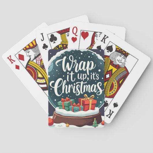 Wrap It Up Het is Kerstmis Sneeuw Wereldbol Ontwer Pokerkaarten (Achterkant)