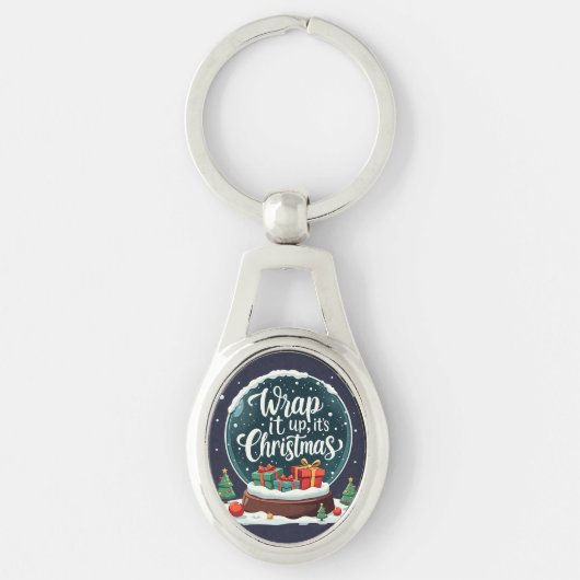 Wrap It Up Het is Kerstmis Sneeuw Wereldbol Ontwer Sleutelhanger (Voorkant)