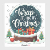 Wrap It Up Het is Kerstmis Sneeuw Wereldbol Ontwer Sticker (Vel)