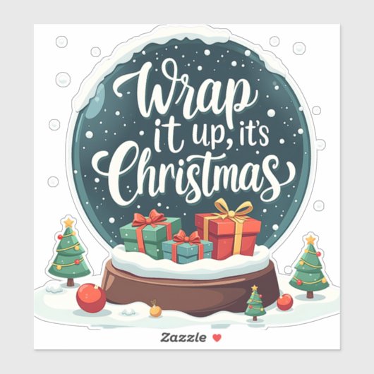 Wrap It Up Het is Kerstmis Sneeuw Wereldbol Ontwer Sticker (Vel)