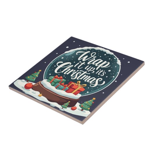 Wrap It Up Het is Kerstmis Sneeuw Wereldbol Ontwer Tegeltje (Zijkant)