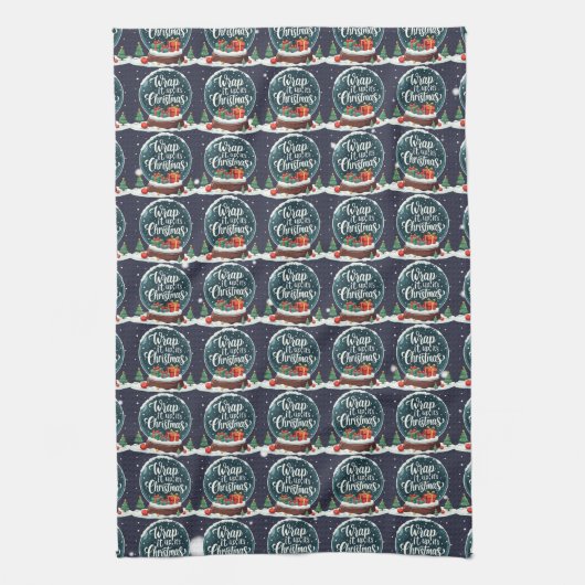 Wrap It Up Het is Kerstmis Sneeuw Wereldbol Ontwer Theedoek (Verticaal)