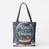 Wrap It Up Het is Kerstmis Sneeuw Wereldbol Ontwer Tote Bag (Achterkant)