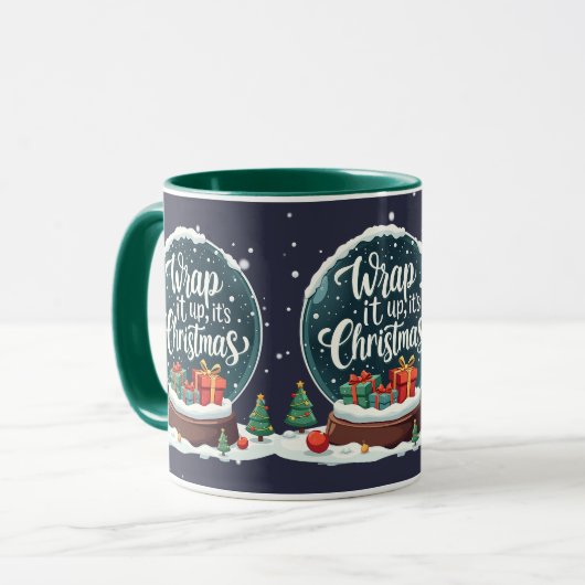 Wrap It Up It’s Christmas Snow Globe Design Mok (Voorkant links)