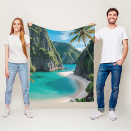 Wrap jezelf in het paradijs: de tropische baai fleece deken