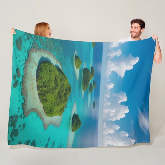 Wrap jezelf in het paradijs: tropische archipel fleece deken (In situ)