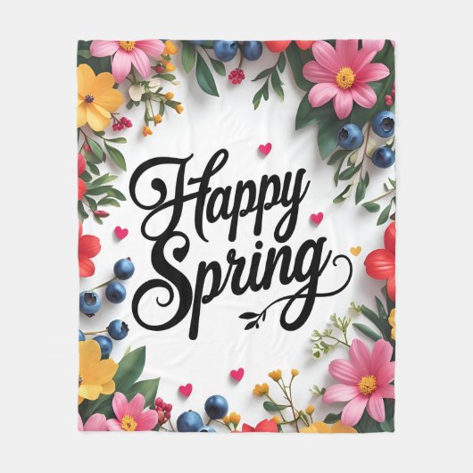 Wrap jezelf in vreugde: Happy Spring Fleece Deken (Voorkant)