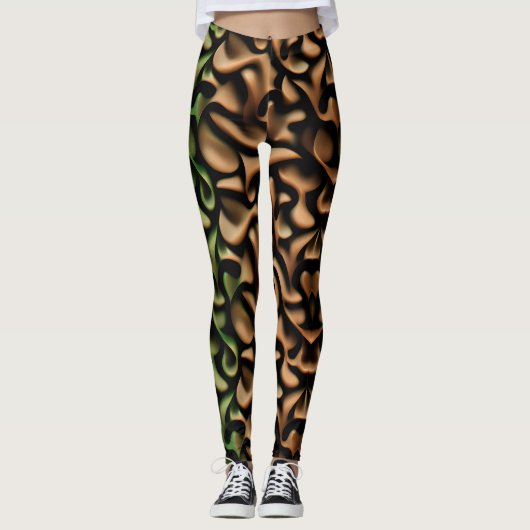 Wrap up Groen Koper Mozaïek Patroon Leggings (Voorkant)