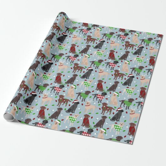Wrappapier voor kerstlabradors voor wederinkoop cadeaupapier (Uitgerold)