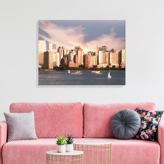 Wrapped Canvas NYC Lower Manhattan Skyline (Insitu (Woonkamer))